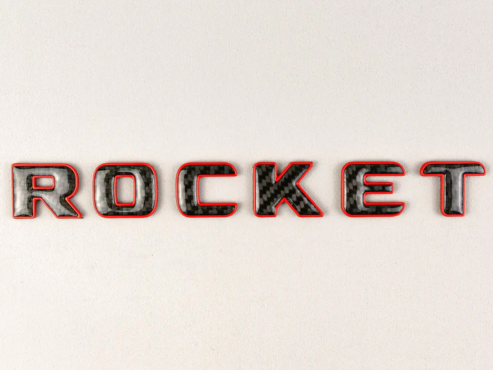Brabus Rocket Rear Emblem Carbon with Red Metal Badge for Mercedes-Benz Cars